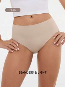 Bralution 1pc Nude Seamless High Waist Comfortable Minimalist Daily Seamless Panties (1pc/Pack) - Light Grey - View 4