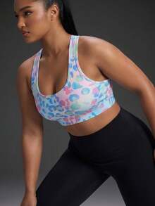 Powerista Women's Plus Size Leopard Print Backless Sports Bra For Daily Fitness And Workout Pink Leopard Print Gym Running Fitness Workout Going Out Casual - Pink - View 7
