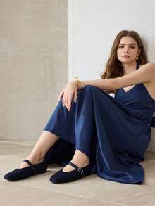 MOTF PREMIUM PU LEATHER BUCKLE MARY JANE FLAT SHOES FOR CHRISTMAS SPRING SHOES - dark blue - View 10