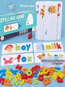 26PCS Wooden English Alphabet Spelling Game, Letter And Number Blocks, Early Education Educational Toy [Includes Children's Certificate] - Multicolor - View 1