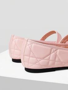 MOTF WOMEN'S QUILTED SQUARE TOE FLAT SHOES FOR CHRISTMAS DAILY WEAR CLASSIC OLD MONEY - Baby Pink - View 7