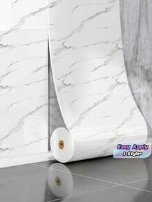 1Piece Marble Look Self Adhesive Tile Sticker Waterproof Wallpaper For Kitchen Bathroom Living Room TV Background Decoration High Quality Trending Now - White - View 1