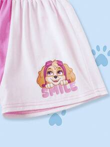 SHEIN | PAW Patrol Young Girls Colorblock Round Neck Short Sleeve Cute Print Casual Summer T-Shirt Set - Pink - View 9
