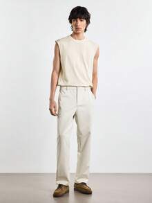 Merionis Men's Solid Color Casual Versatile Daily Wear Long Pants - Beige - View 11
