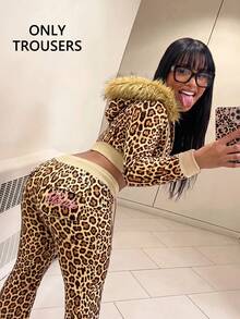 Amplova Women's Y2K 2000s Leopard Print Mini Pants Night Daily Beige Autumn - Brown - View 1