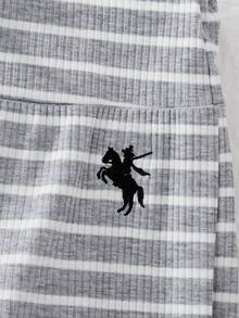 SHEIN 1件青少年女孩高級紋理布料白色百搭休閒舒適長褲 夏季新品 - 灰色 - 查看 3