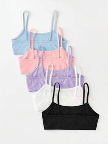 SHEIN Girlism 少女黑白粉簡約舒適親膚細肩帶內衣 6件組 - 彩色 - 查看 2