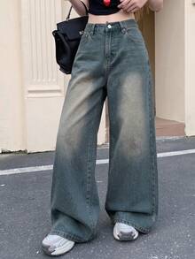 DAZY Women's Casual Button Pocket Loose Fit Denim Jeans - Grey - View 4