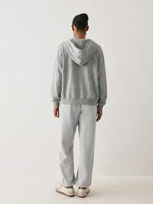 YARNWELL Sweatshirt Wanita Model Baru Musim Gugur/Dingin, Serbaguna, Longgar, Model Lengan Panjang dengan Tali Serut dan Tudung. - Grey - View 3