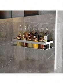 Rust-Proof Polished Metal Bathroom Shelf, Aluminum Storage Rack, Wall-Mounted Drill-Free Shower Caddy, Bathroom Organizer, Kitchen Rack, Can Be Wall-Mounted In Bathroom And Kitchen, For Storing Shampoo, Conditioner, Spices, Toiletries And Cosmetics, Perforated Drainage Design, Ideal Bathroom Accessory, Bathroom Storage And Organization, Perfect Home Decor And Bathroom Storage Decoration - Multicolor - View 18