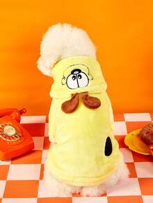GARFIELD | PETSIN 1 Piece Of Cat And Dog Universal Clothing, Cute Yellow Cartoon Plush Cosplay, Suitable For Small Dogs, Warm Hooded Sweatshirt, Comfortable Style - Yellow - View 4