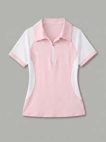 CourtClass CourtClass 女款拼色休閒百搭日常穿著短袖 Polo 衫 - 彩色 - 查看 1