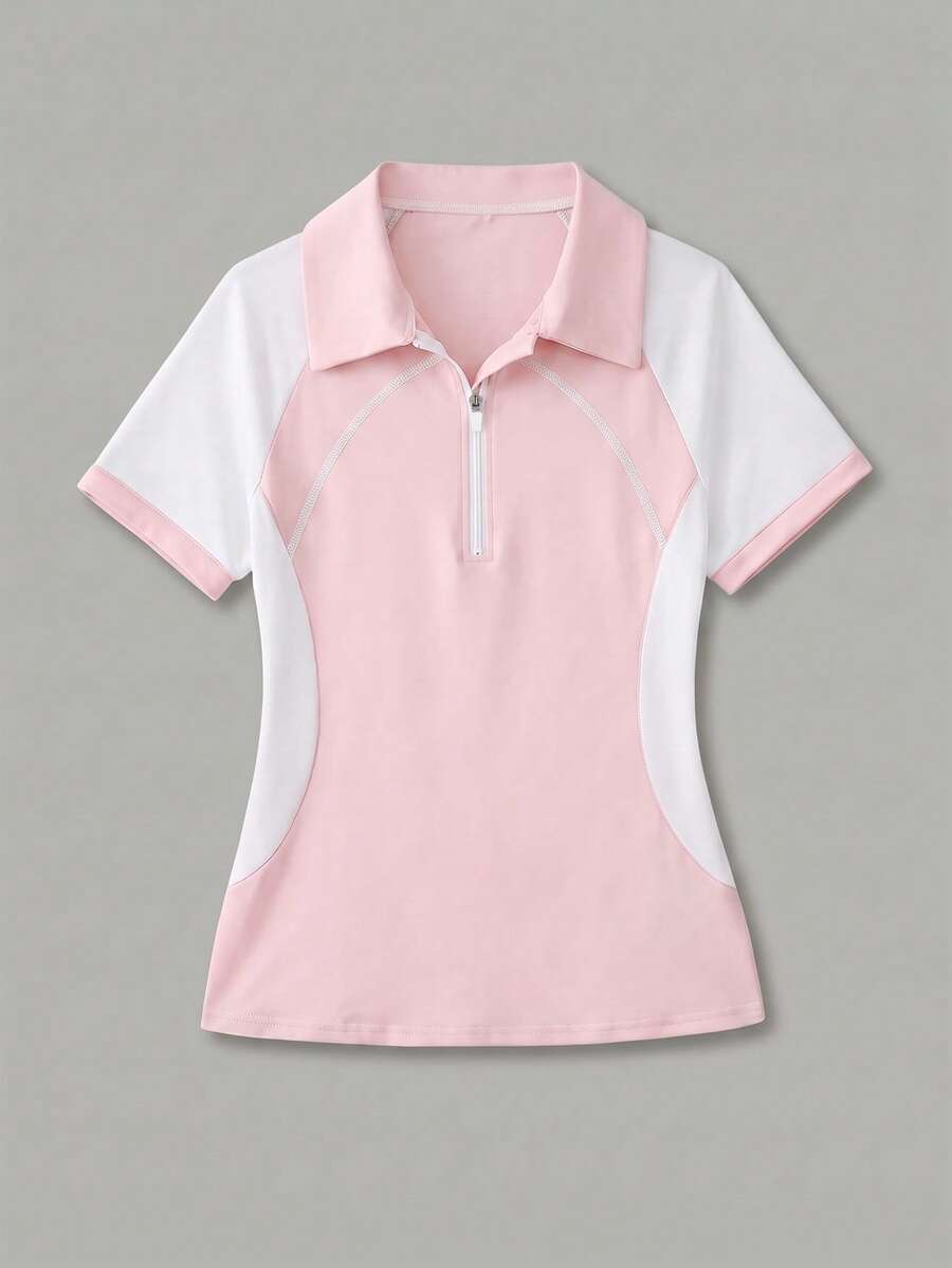 CourtClass CourtClass 女款拼色休閒百搭日常穿著短袖 Polo 衫 - 彩色 - 查看 1