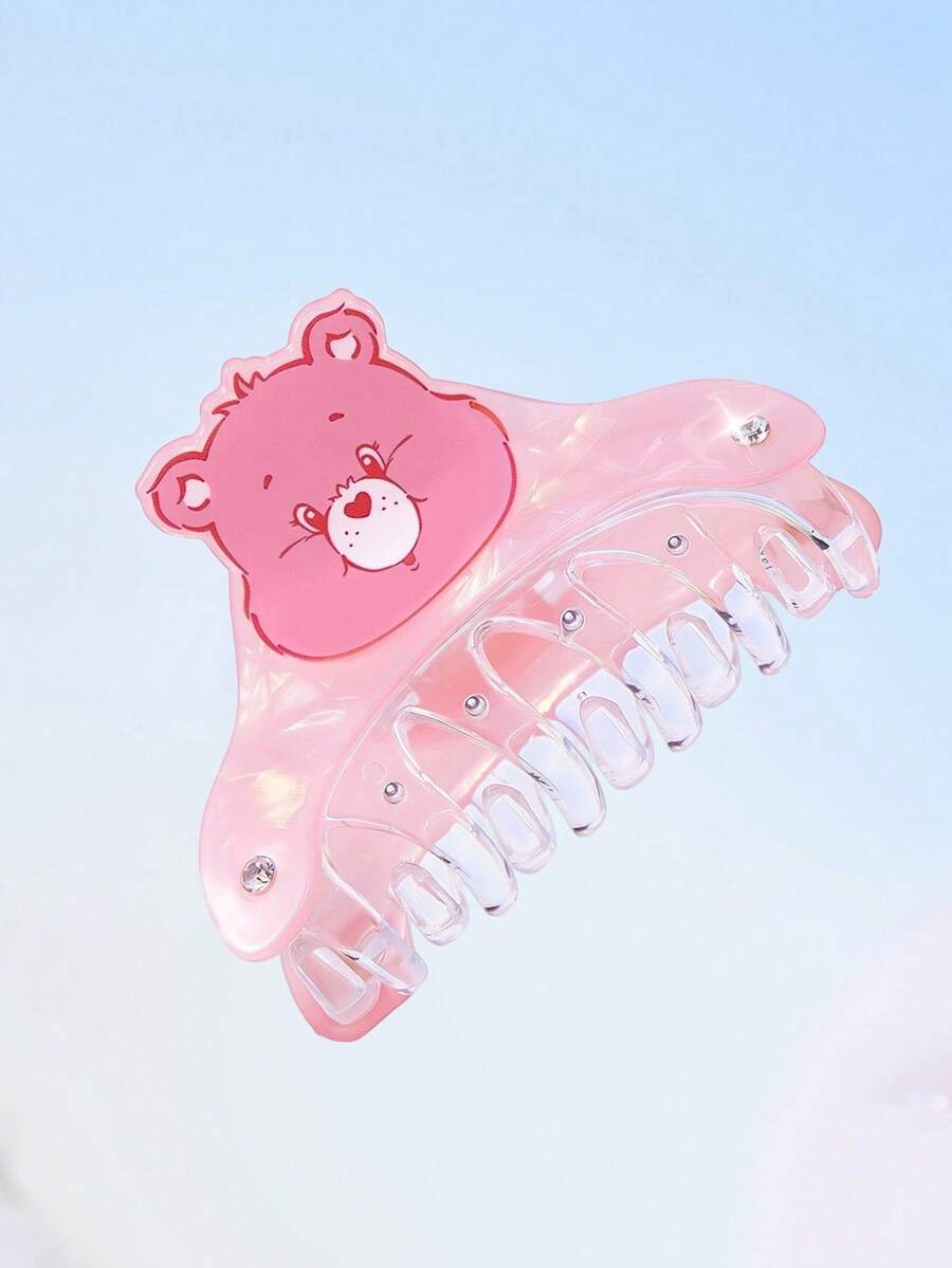 SHEIN X Care Bears 可愛雙面3D熊造型髮夾,適合女性 - 粉色 - 查看 1