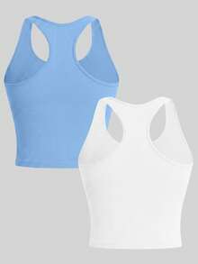 Solea Cove Women's Solid Color Daily Fitness Sports Racerback Tank Top - Multicolor - View 2