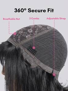 BreezeEase باروكة بوب مستقيمة مع غرة من الشعر البشري، باروكة بوب قصيرة للارتداء السريع، بدون غراء، مصنوعة آلياً، بدون دانتيل - S1B - مشاهدة 7