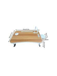 1Pc Foldable Bed Desk, Portable Wooden Laptop Table, Space Saving Design For Dormitory Small Apartments Bedside Use, Multi-Functional Notebook Computer Tray For Laptops, Books & Daily Supplies - Multicolor - View 3