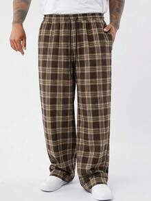 EASEVO Men's Plus Size Casual Plaid Woven Loose Fit Long Pants - Multicolor - View 1