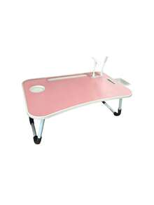 1Pc Foldable Bed Desk, Portable Wooden Laptop Table, Space Saving Design For Dormitory Small Apartments Bedside Use, Multi-Functional Notebook Computer Tray For Laptops, Books & Daily Supplies - Multicolor - View 11