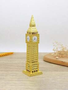1pc London Big Ben Clock Tower Model, Landmark Architecture, Metal Building Model Decor, Elegant Architecture Decor, Sturdy Alloy Desktop Ornament, Home And Office Decor, Crafted Retro Design, Wedding And Party Favor, Gift For Friends, Souvenir - Multicolor - View 3