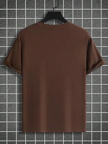 NEOREFINED Men's Solid Color Round Neck Short Sleeve T-Shirt - Coffee Brown - View 7