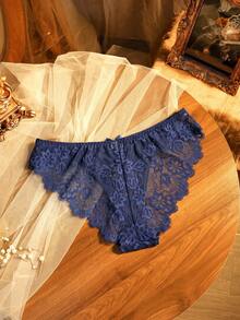 Divavoom 1 pieza Bragas de encaje para mujer talla grande - Azul Marino - Ver 5