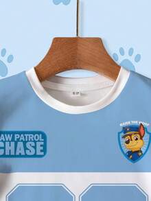 SHEIN | PAW Patrol 男童休闲撞色狗狗印花圆领短袖T恤，夏季 - 白色 - 查看 3