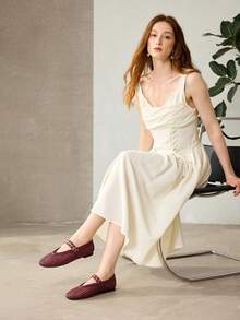 MOTF WOMEN BRAID ROUND TOE FLATS SPRING SHOES FALL SHOES - Burgundy - View 10