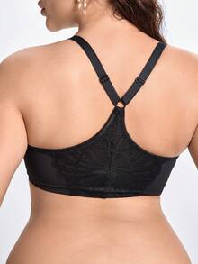 Slumbrini MELENECA Women's Racerback Front Closure Full Coverage Unpadded Underwire Bra Plus Size - Black - View 4