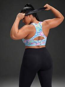 Powerista Women's Plus Size Leopard Print Backless Sports Bra For Daily Fitness And Workout Pink Leopard Print Gym Running Fitness Workout Going Out Casual - Pink - View 6