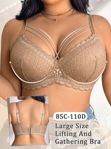 LustreForm Plus Size Underwire Sexy Lace Bra 2pcs/Set Party Red Black Fall - Multicolor - View 6