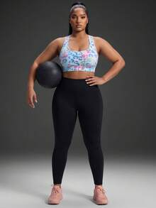 Powerista Women's Plus Size Leopard Print Backless Sports Bra For Daily Fitness And Workout Pink Leopard Print Gym Running Fitness Workout Going Out Casual - Pink - View 5