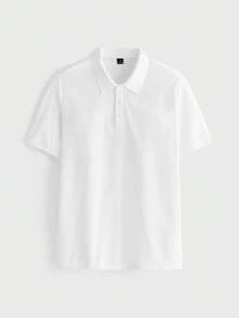 Merionis 男士純色短袖休閒通勤 Polo 衫 - 白色 - 查看 4