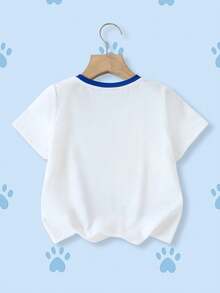 SHEIN | PAW Patrol 男童休闲圆领卡通字母印花短袖T恤，百搭日常穿着 - 白色 - 查看 2