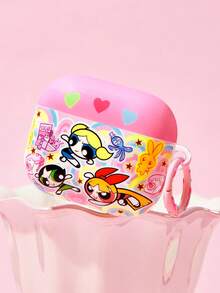 THE POWERPUFF GIRLS X SHEIN 卡通圖案防摔保護藍牙耳機保護套附吊飾，適用於 iPod - 彩色 - 查看 1