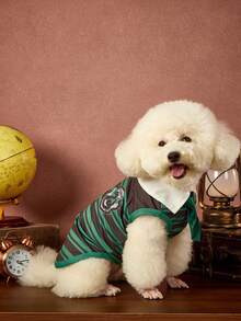 HARRY POTTER X PETSIN 1件魔法主題學院條紋背心附領帶，適合小型犬，舒適的貓狗上衣，適合室內裝扮遊戲或休閒戶外咖啡約會 - 彩色 - 查看 13