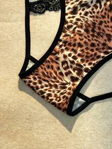 Spicy Aura 1pc Lace Patchwork Hollow Out Triangle Panties For Women - Multicolor - View 4