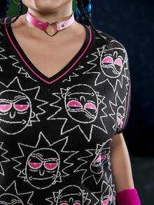 Rick and Morty X SHEIN Plus Cartoon Pattern Sweater Vest - Multicolor - View 6