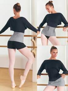 GLOWMODE Stay Poised Cozy Warm Waist Support Wrap Multi-Styling Barre Ballet Pilates Studio Daily Casual - Light flower ash - View 8