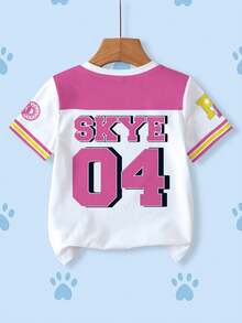 SHEIN | PAW Patrol 女童圆领卡通字母印花休闲百搭日常短袖T恤 - 白色 - 查看 2