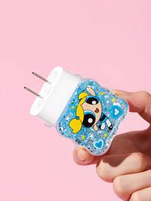 THE POWERPUFF GIRLS X SHEIN 4-Piece Mobile Phone Data Cable Protective Cover Is Suitable For IPhone Charging Cable Data Cable Protective Cover (Excluding Data Cable) - Bubbles-Blue - View 6