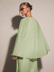 COSMINA 女款純色圓領披肩袖寬鬆襯衫 - 薄荷綠 - 查看 5