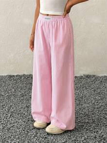 Tween Girl Tween Girls Spring/Summer Streetwear Graphics Pink Baggy Straight Pants - Baby Pink - View 6