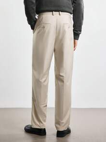 Merionis Men's Anti-Wrinkle And Easy To Care For Fashion Versatile Casual Commute Airport Graduation Office Work Solid Color Suit Pants Teachers' Day Khaki - Apricot - View 3
