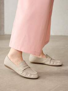 MOTF WOMEN'S FRENCH VINTAGE BEADED FASHION COMFORTABLE FLAT BALLET LOAFERS, MINIMALIST CASUAL - apricot PU - View 8