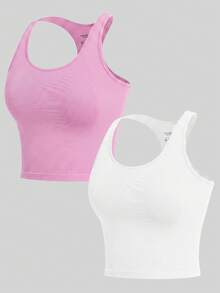Solea Cove Women's Solid Color Slim Fit Versatile Daily Wear Sports Athleisure Athletic T-Shirt Gym Light Pink White Summer - Multicolor - View 3