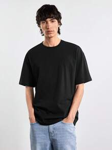 Merionis Men's High-Quality Thick 100% Cotton Solid Color Casual Basic Old Money Versatile Daily Wear Short Sleeve T-Shirt City Break Evening Holiday Office - Black - View 8