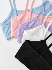 SHEIN Girlism 少女黑白粉簡約舒適親膚細肩帶內衣 6件組 - 彩色 - 查看 4