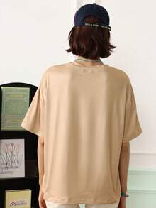 Chillnights Women's Letter & Butterfly Print Short Sleeve Pajama Top - Camel - View 3