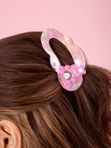 SHEIN X Care Bears 可愛雙面3D熊造型髮夾，適合女性 - 彩色 - 查看 2